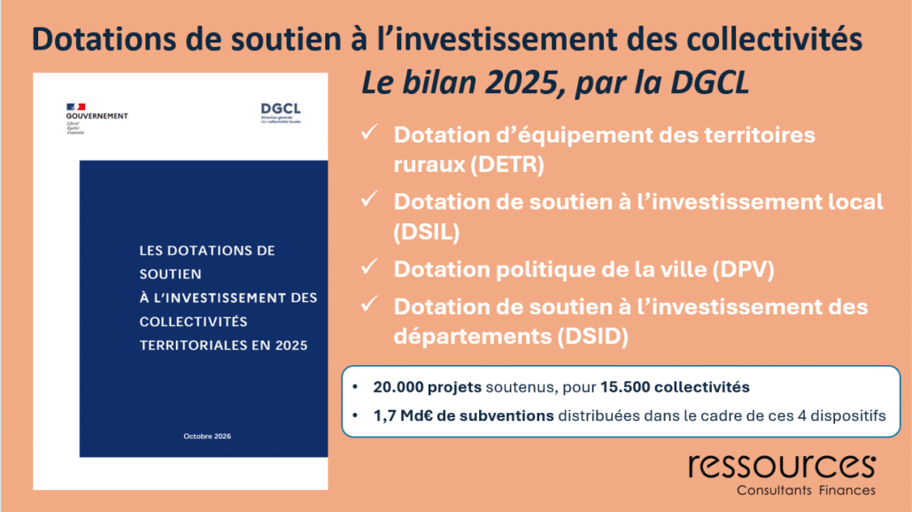 Bilan 2025 des dotations de soutien à l’investissement des collectivités territoriales